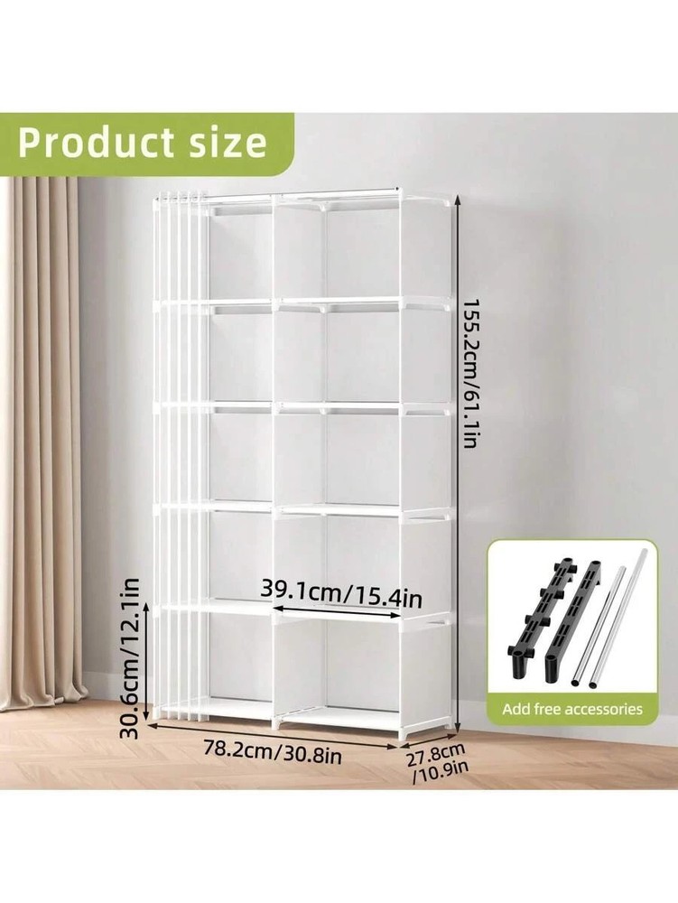 Tomnk 1 5-Tier Storage Cabinet White Space-Saving Kitchen Adjustable Shelves