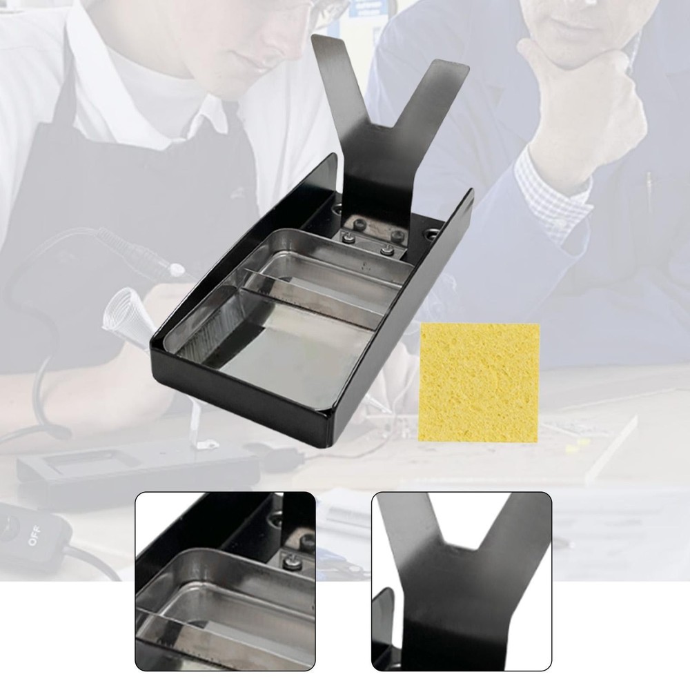Soldering Iron Stand Stable Base Accessories with Cleaning Sponge Bracket