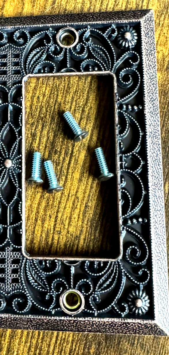 2: ANTIQUE Bronze Filigree Metal Outlet Light Switch Plate Cover Wall Rocker