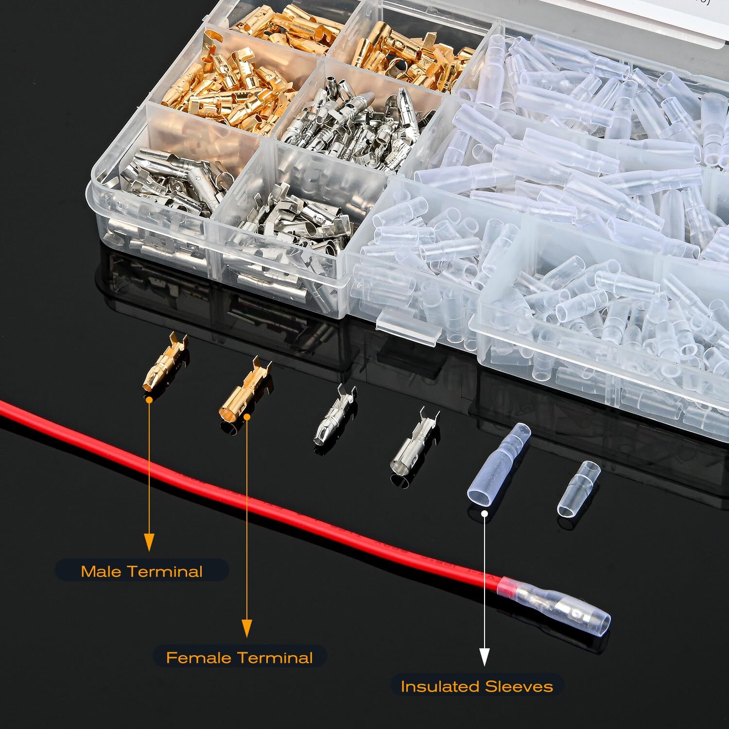 Nilight 400PCS Bullet Connectors Male and Female Brass Wire Terminals Connector