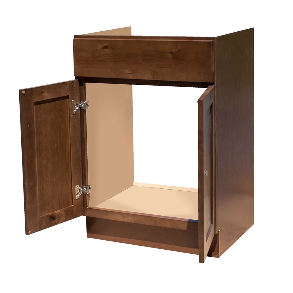 Rustic Walnut 24" x 18" Shaker vanity cabinet
