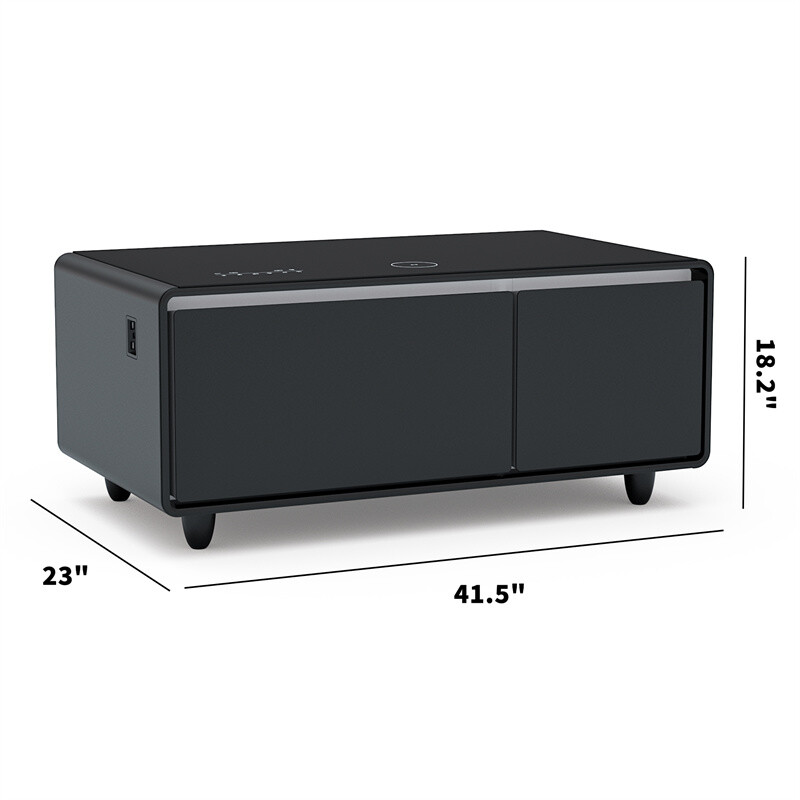 Modern Smart Coffee Table Built-in Fridge Bluetooth Speaker Touch Control Panel