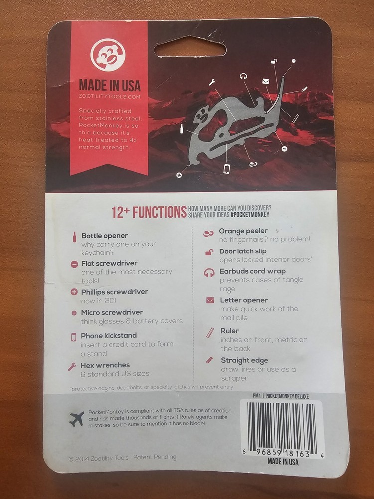 Zootility Tools PocketMonkey Multi-tool. New, In Package.