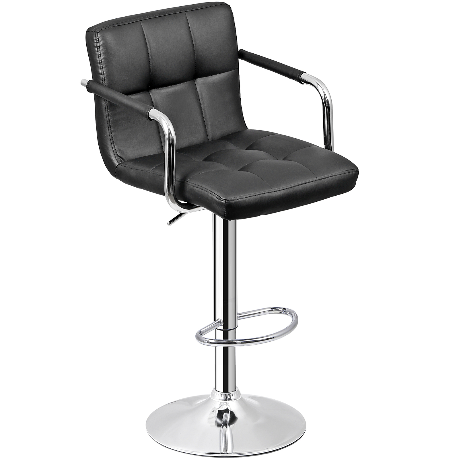 4PCS Adjustable Bar Stools PU Leather Modern Dinning Chair w/ Armrest & Backrest