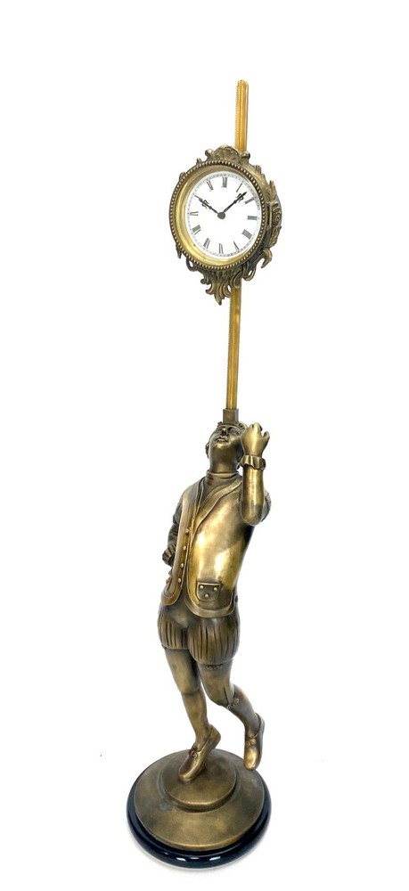 French Style Bronze Acrobat Figure Sawtooth Gravity Driven Falling Mantle Clock