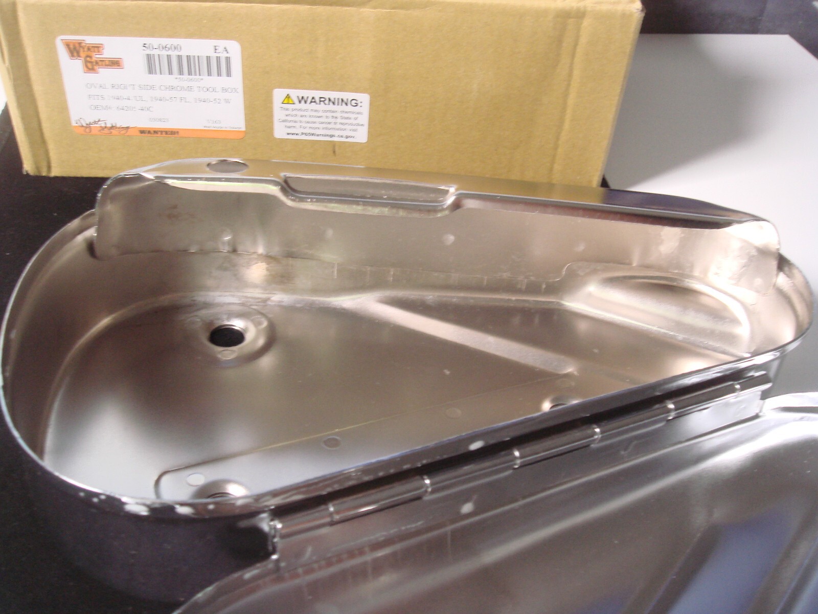Harley Tool Box UL FL W Chrome Oval for 1940-1957 Right Side V-Twin 50-0600 X5