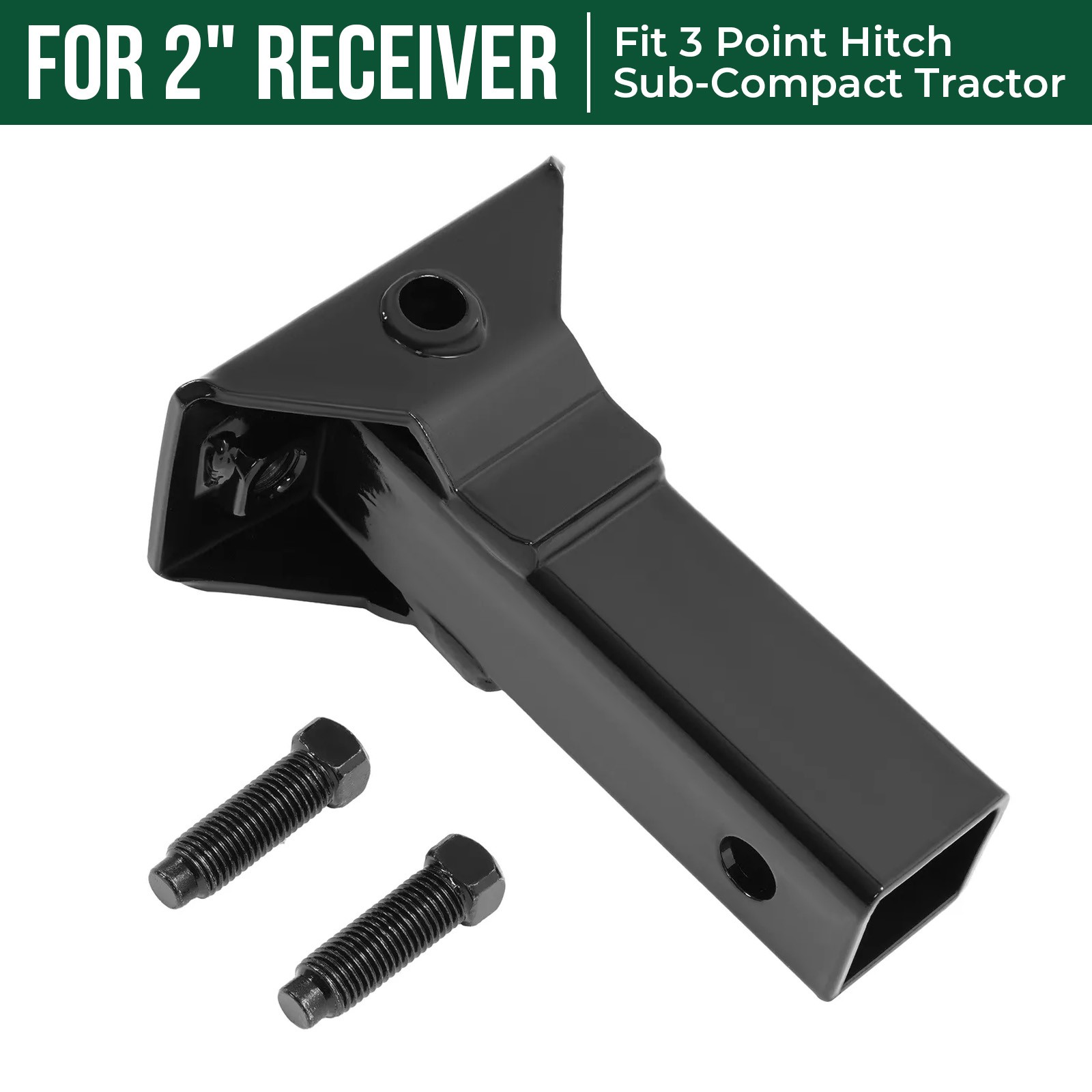 Black Sleeve Hitch Adapter For 3 Point Hitch Sub-Compact Tractor 2" Receiver