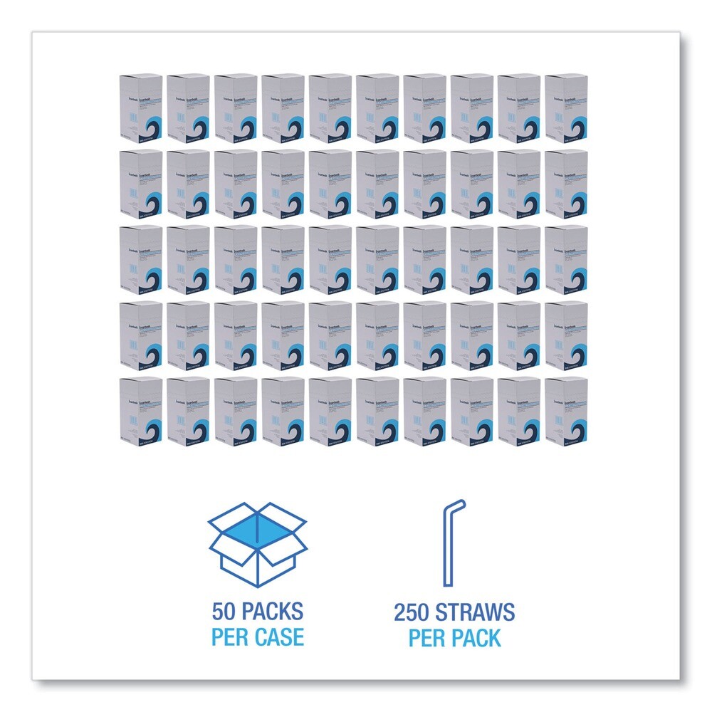 Boardwalk JSTU775T50 7.75" Unwrapped Plastic Jumbo Straws (250/Pk, 50 Pk/Ct) New