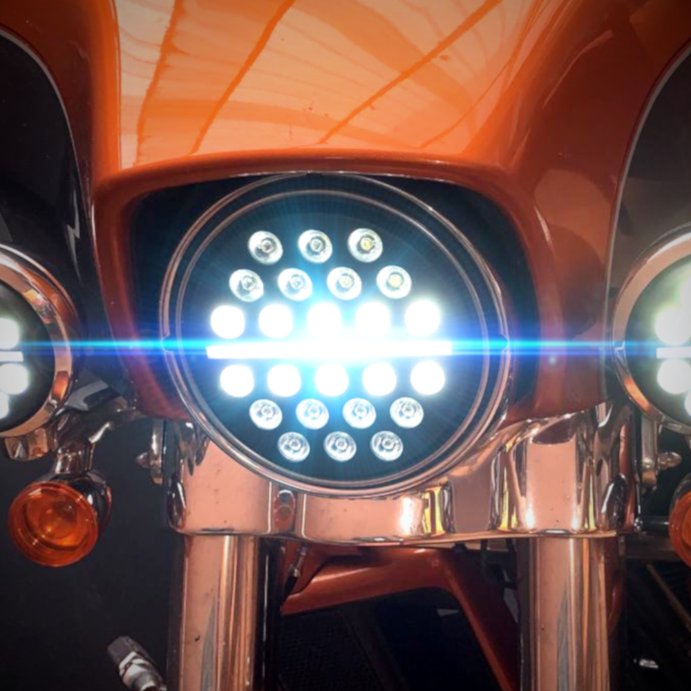 Eagle Lights 7" round SLIM LINE Multi LED Projection Headlight Black Harley HD
