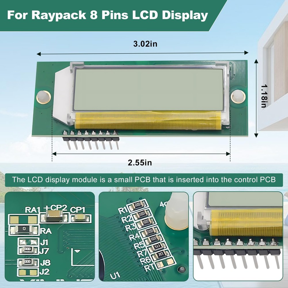 013640F LCD Display Pool Stat Kit Used for The Raypak Digital Gas Heater Replace