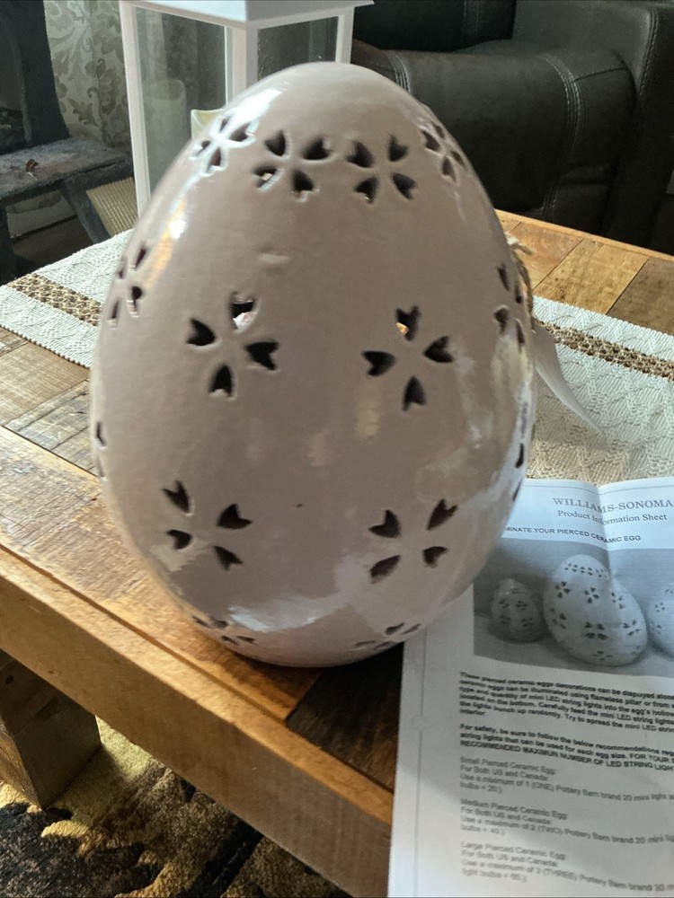 POTTERY BARN TERRACOTTA EASTER EGG LUMINARY/LANTERN YELLOW