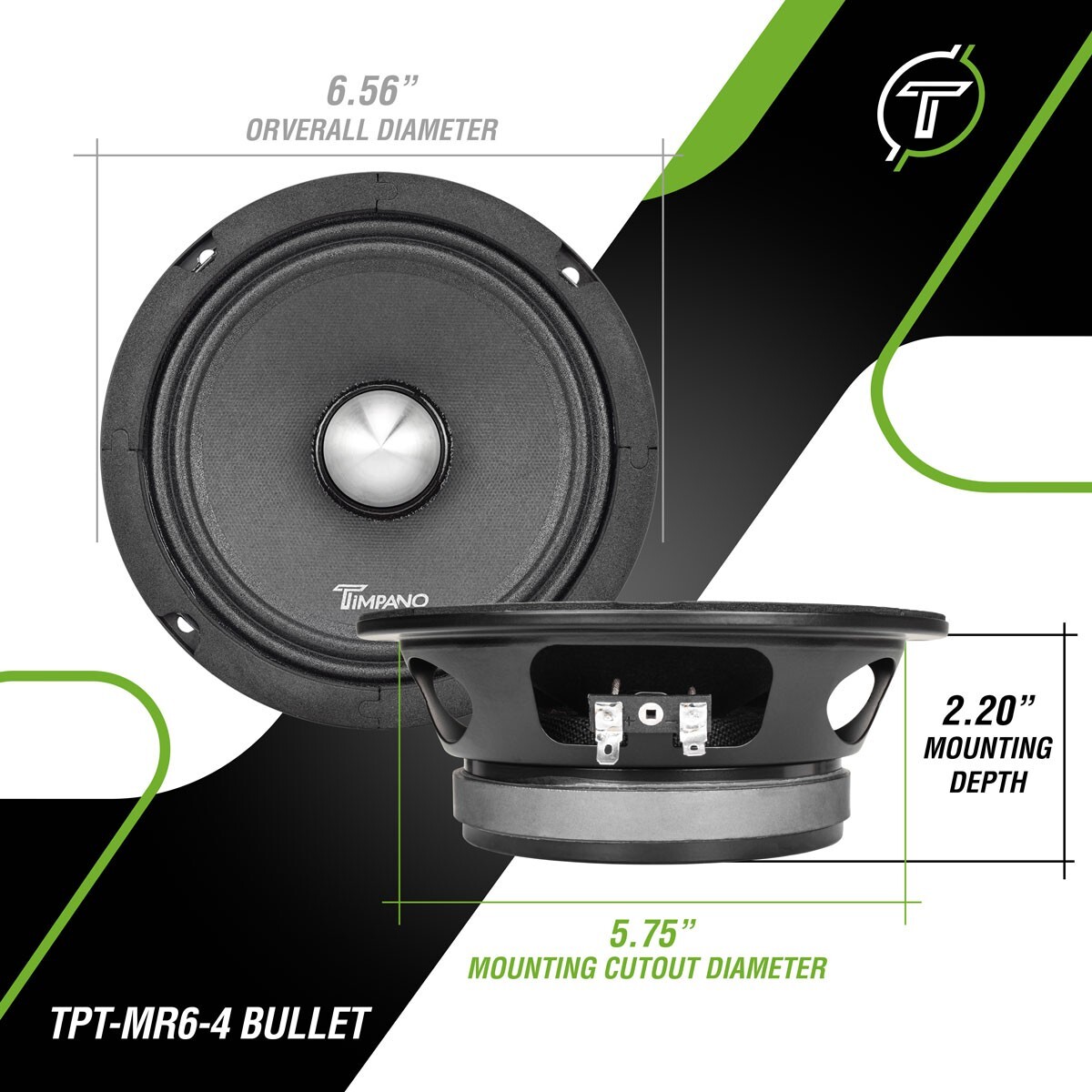 Timpano Bundle 4x 6.5" Speakers + 4x Super Tweeters 3200 Watts Car Audio Systems