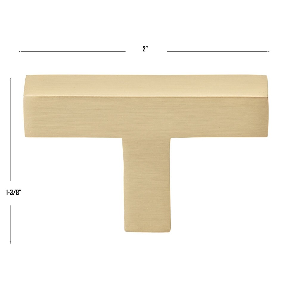 GlideRite 2-Inch Solid Square Cabinet T-Knob - 21683-T-CHPG-1