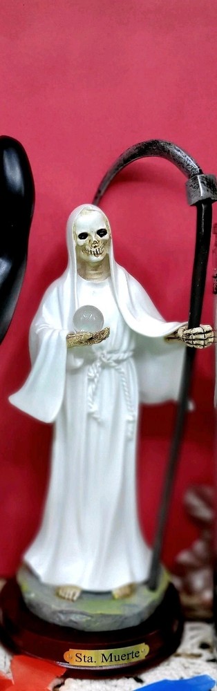 9" Santa Muerte White Statue