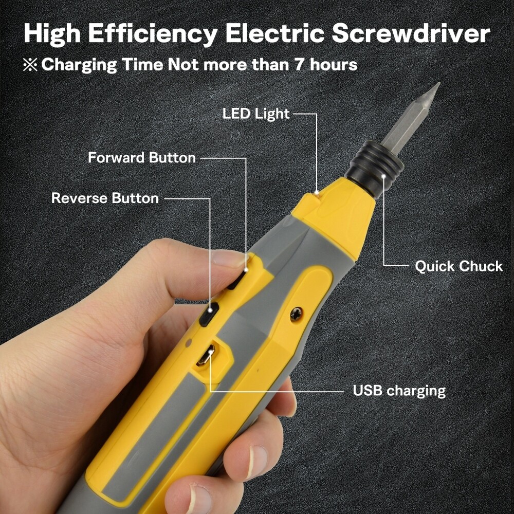 4V Cordless Screwdriver Kit Electric USB Rechargeable Power Tool 43pcs Bits Set