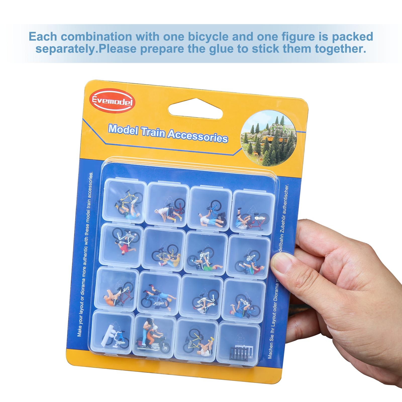 Model Railway HO Scale 1:87 Cyclist 15 Poses Bicycle Motorcycle Cycling Scene