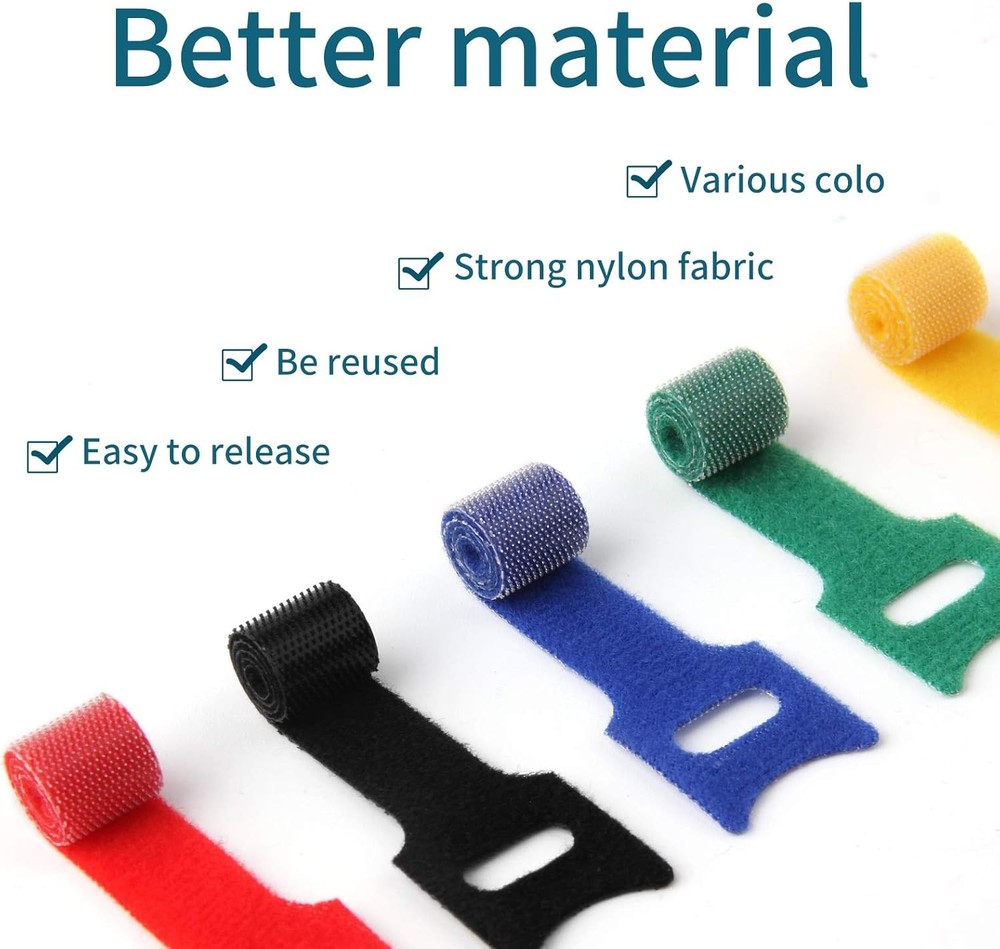 Reusable Hook and Loop Cable Ties 6 Inch Adjustable