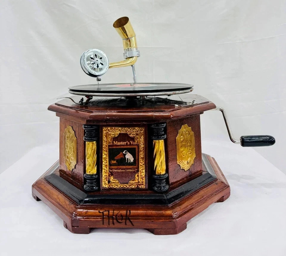Antique Gramophone, Fully Functional Working Phonograph, win-up record player