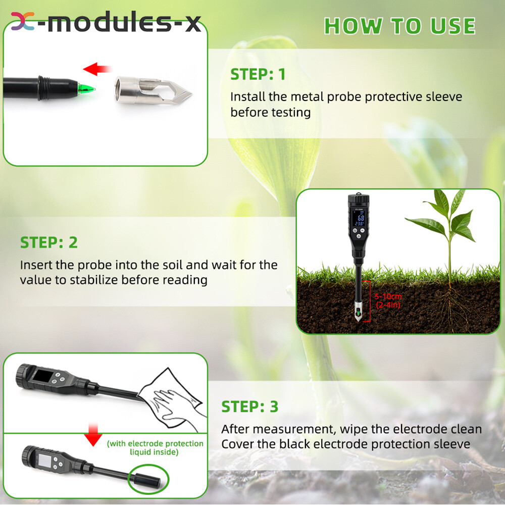 Backlight Soil PH Tester 0-14.0pH APP Soil Tester Data Logger LCD Temp Analyzer