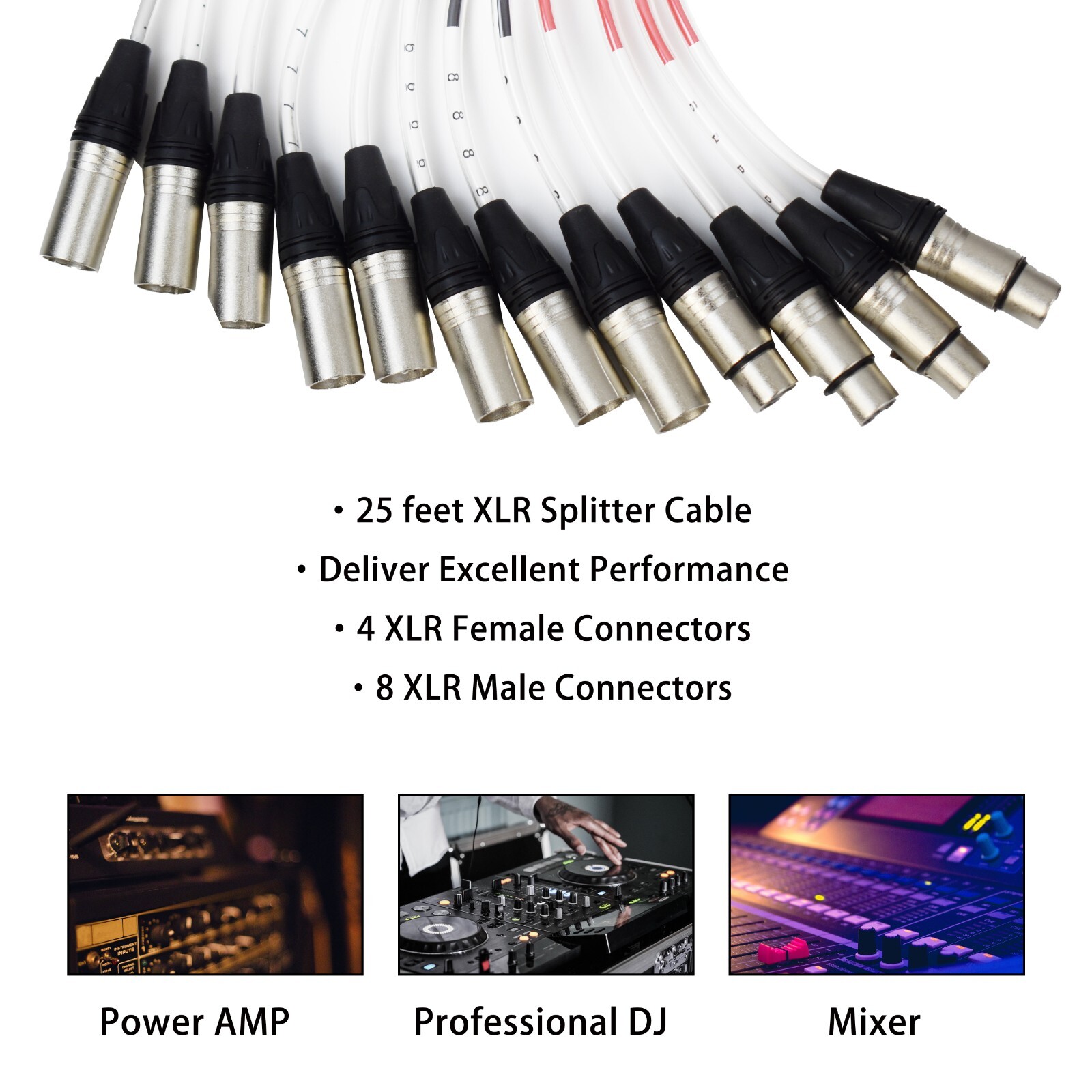 proreck 8*4 Channel Snake Cable Low Profile XLR Send Circuit Board 25-ft