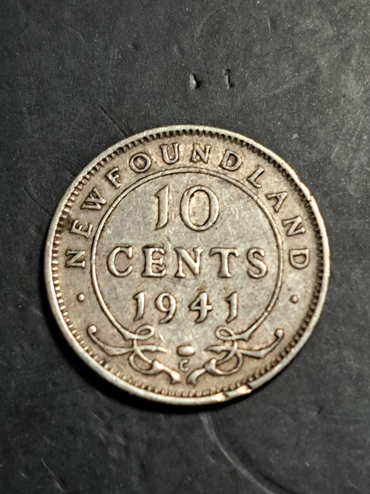 1941 C NEWFOUNDLAND 10 CENT COIN .925 SILVER PB347