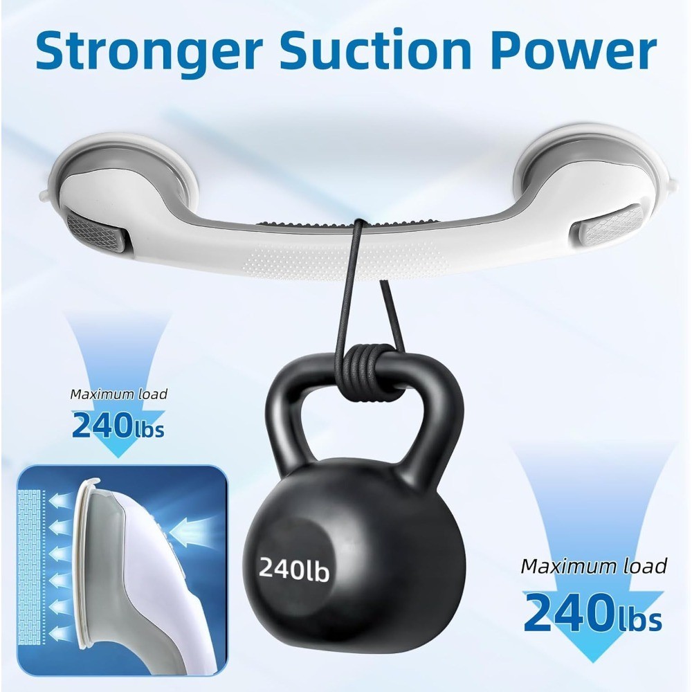 Bathroom Grab Bar 2Pack, 17in Suction Cup Shower Handle for Elderly