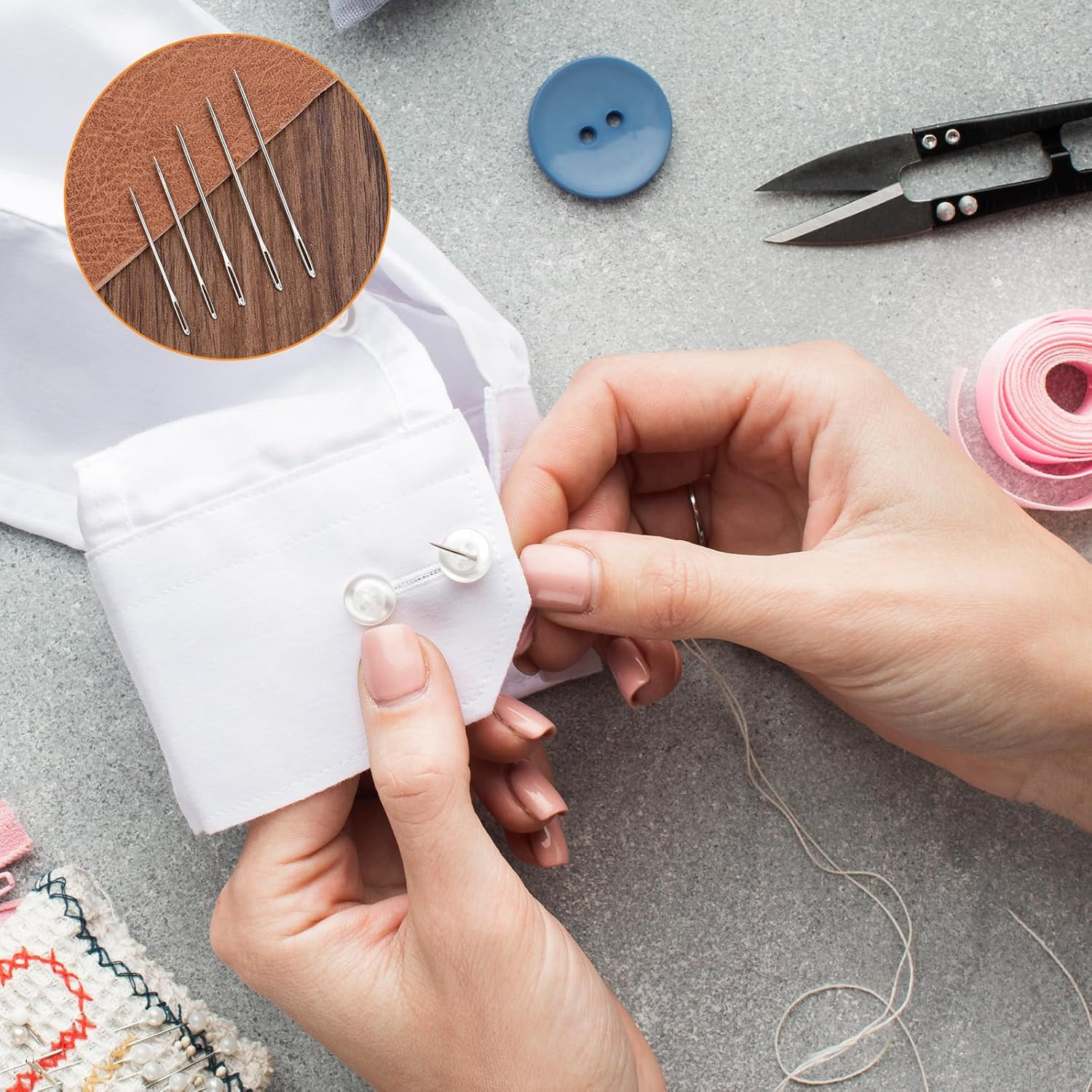 30 PCS Leather Needles for Hand Stitching Large Eye Sewing Needles Heavy Duty 5