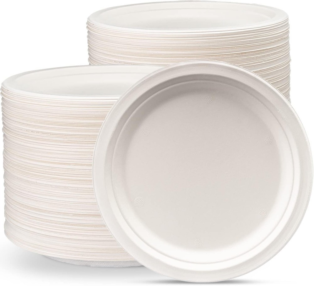 [9 Inch - Heavy-Duty White Paper Plates,  postable,