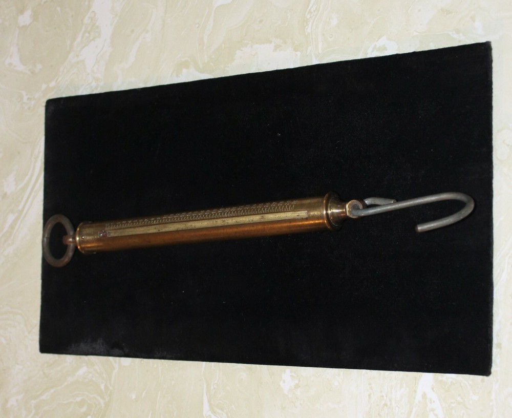 VINTAGE BRASS 30LB CHATILLON SLIDE SCALE WITH HOOK