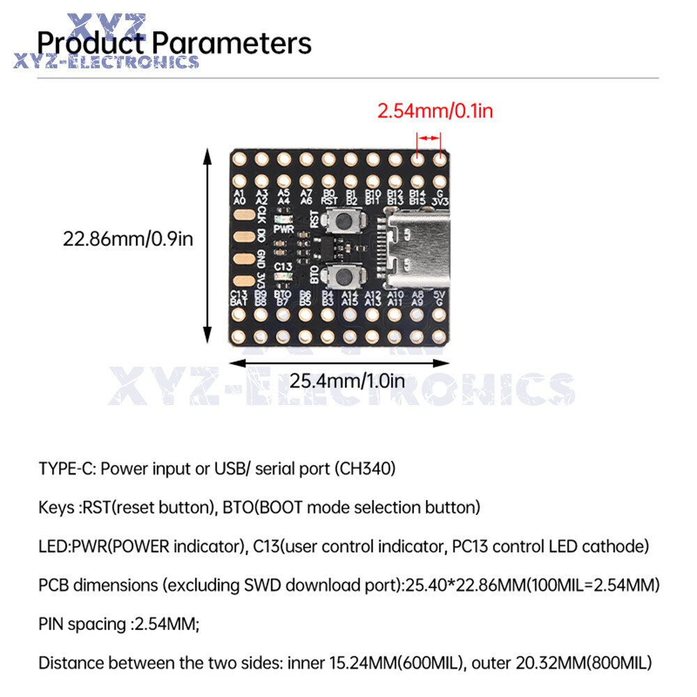 Mini STM32F103C8T6 STM32F103C6T6A CH340 Development Board ARM Minimum System