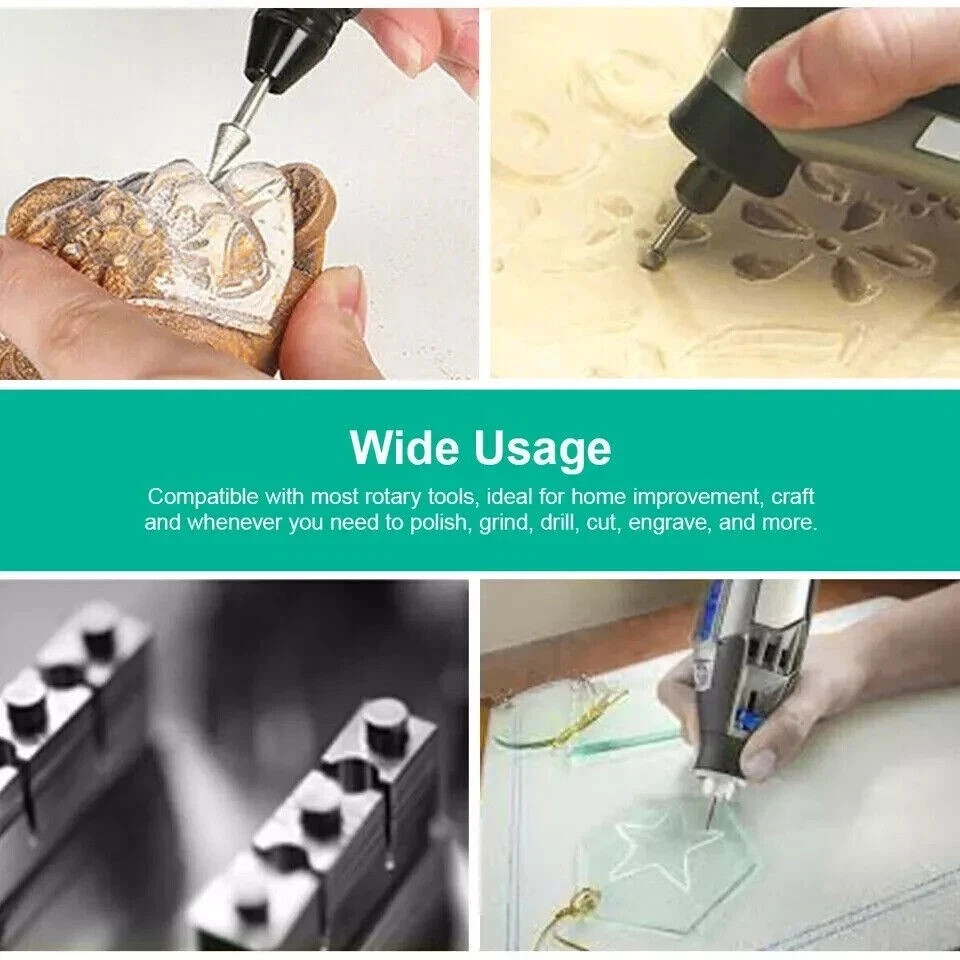 90PCS Diamond Burr Bits Drill Set Rotary Multi Tool Accessories Kit for Dremel