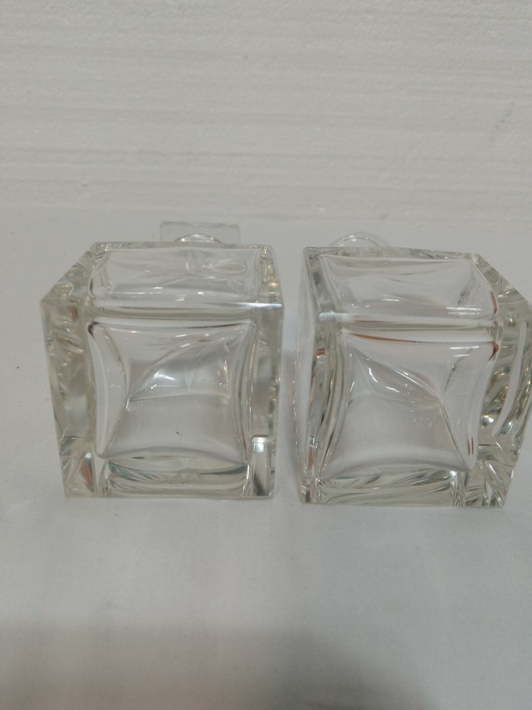 Two 4in Clear Glass Bottles One Stopper