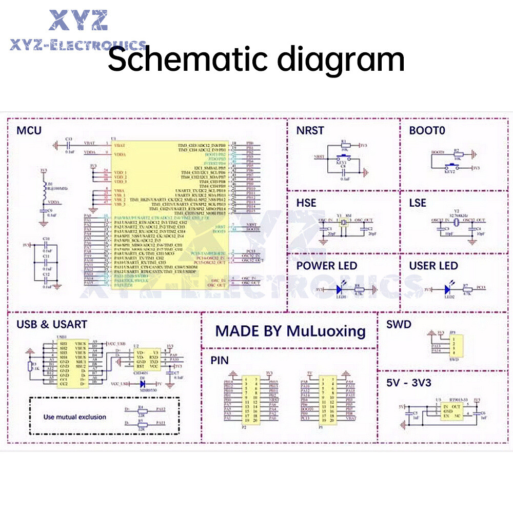 Mini STM32F103C8T6 STM32F103C6T6A CH340 Development Board ARM Minimum System