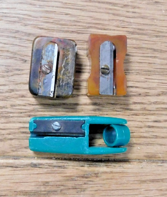 Three Vintage Pencil Sharpeners Two Bakelite & One Rare Plastic Sharpener.