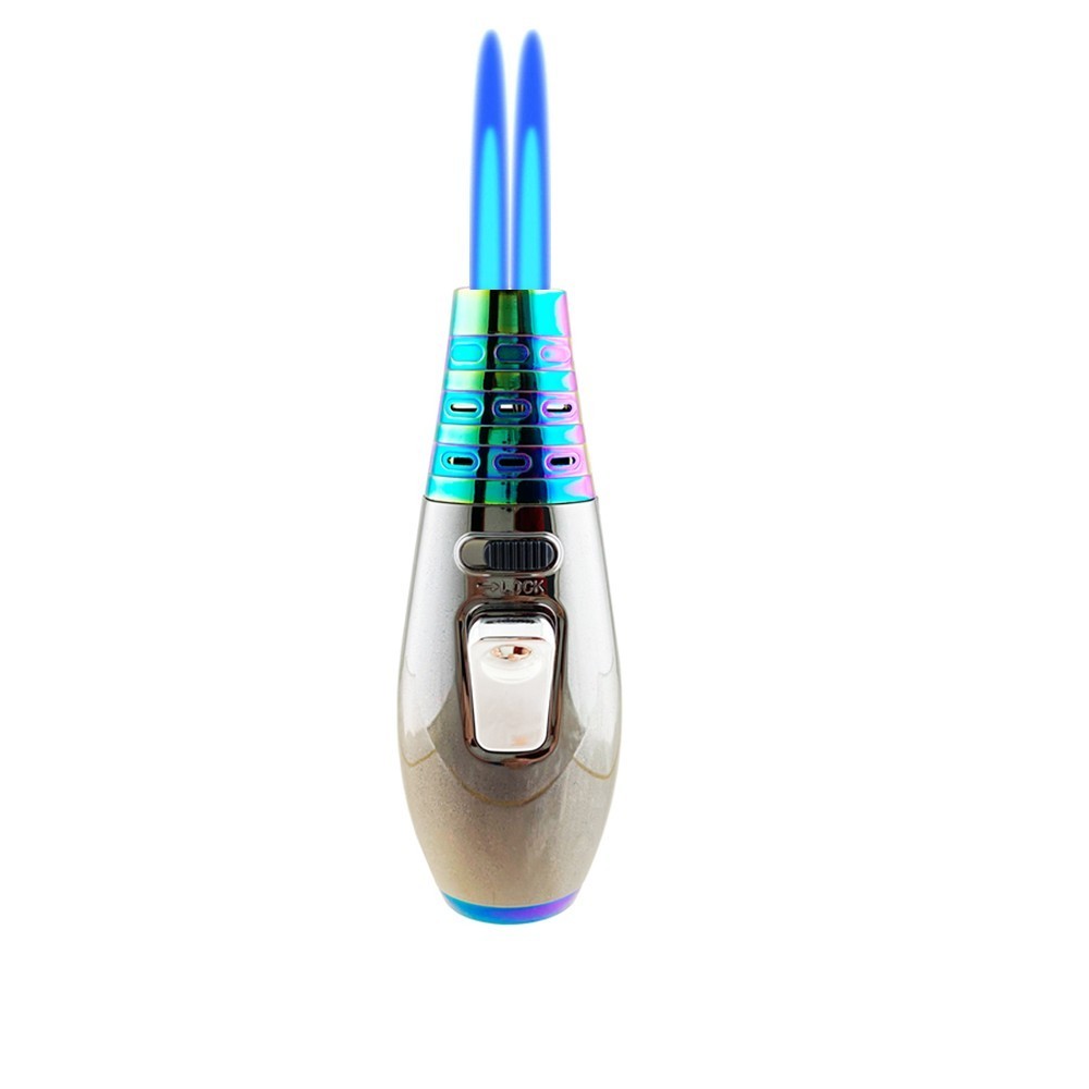 Dual Flame Butane Torch Lighter Refillable Adjustable Windproof Gas Lighter cook