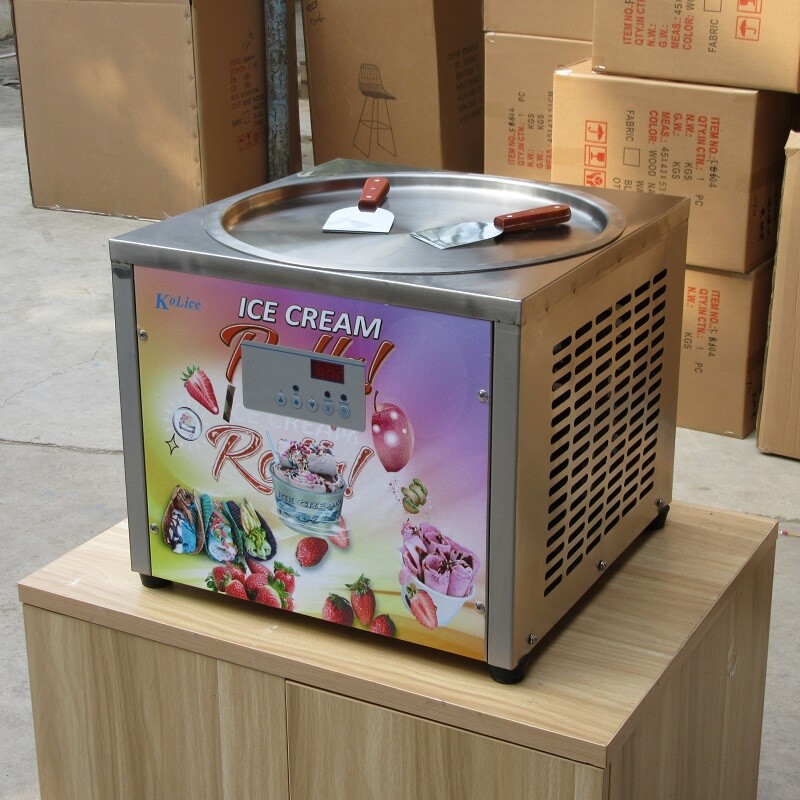 Kolice Desktop single round pan rolled ice cream machine,fry yogurt machine