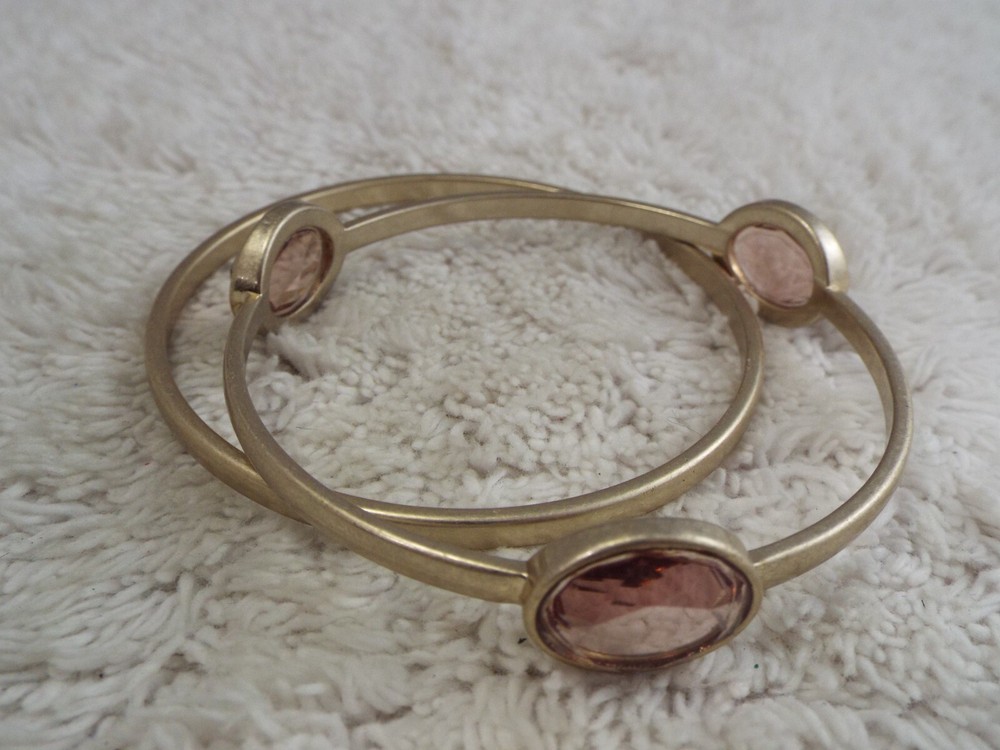 2 pcs. Brasstone Bangle Bracelet Set (A48)