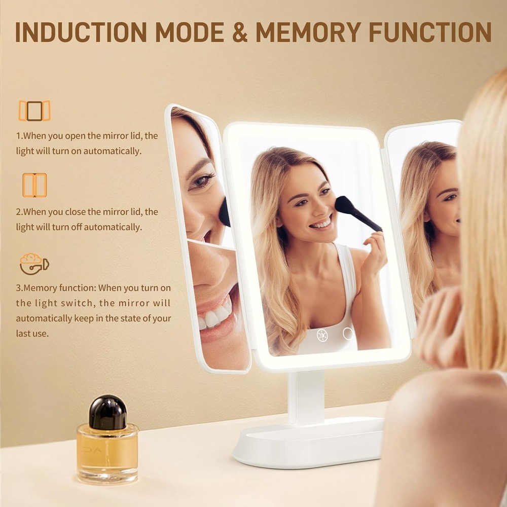 Vanity Mirror W/ Lights Rechargeable Lighted Makeup Mirror 1X/3X/5X