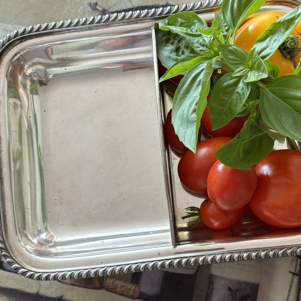 Vintage Silver Plate Platter Divided Serving Dish Two Sections