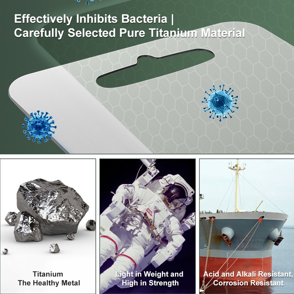 Tabla de Cortar Titanio 100% Puro Para Cocina, Bloque de Carnicero, S/M/L