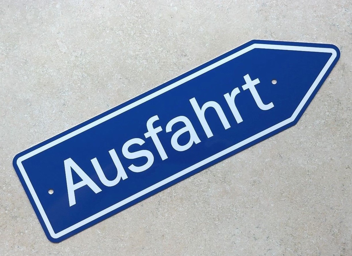 AUSFAHRT SIGN - German Autobahn Exit Marker - Aluminum -   /  FREE SHIPPING !