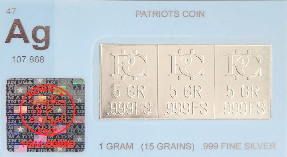 One Gram Silver Bars That Snap Apart (5 Pack)