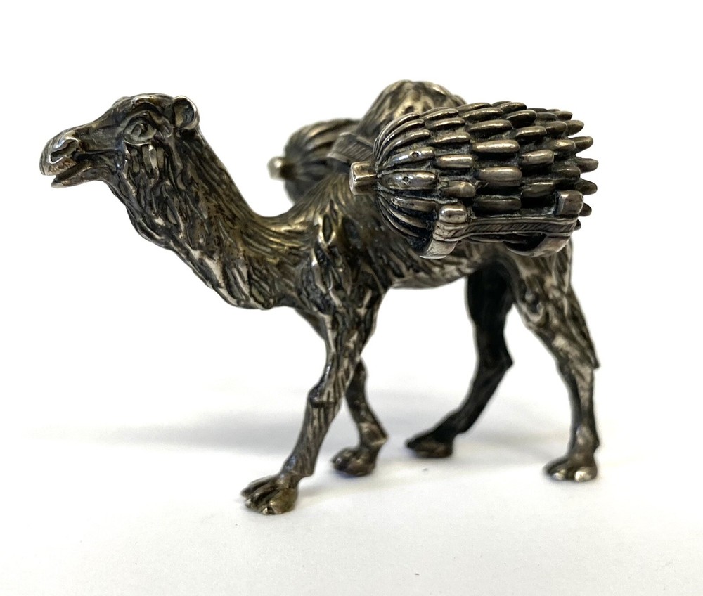 Lovely Miniature Solid Silver Camel Carrying Two Baskets