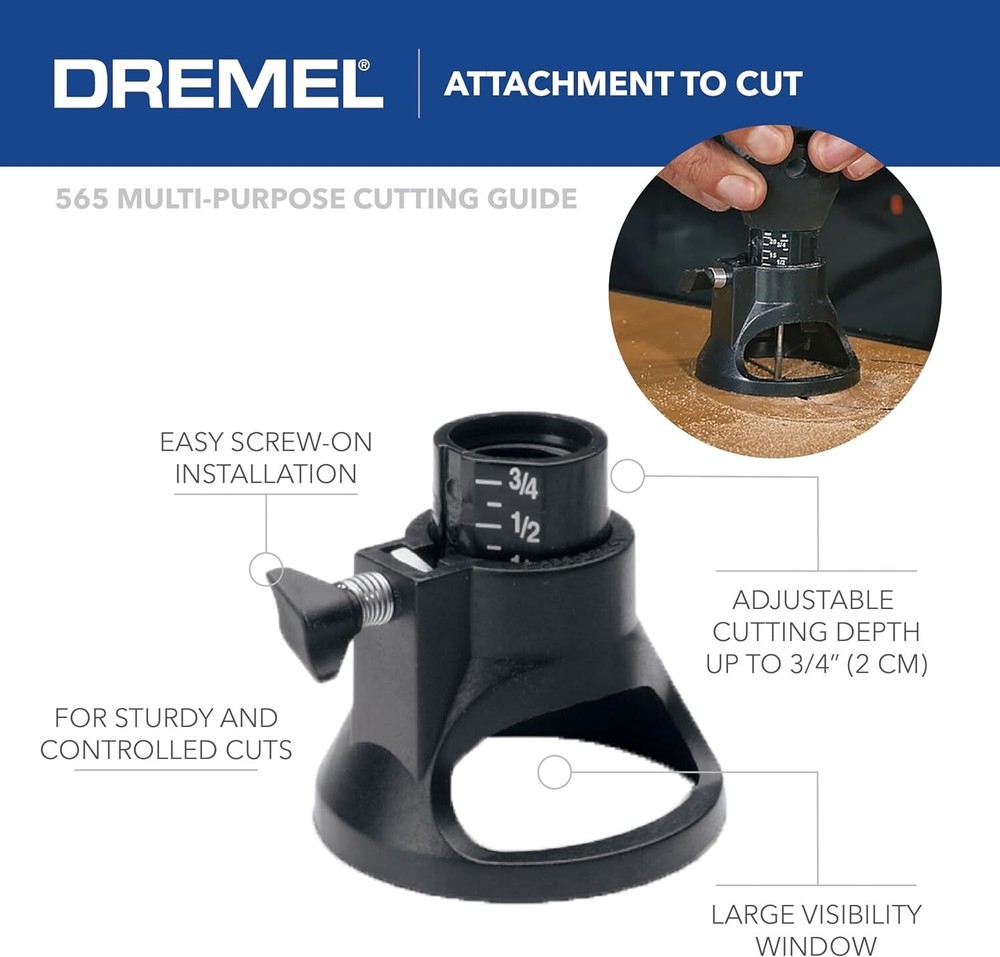 Dremel 565 Multipurpose Rotary Tool Cutting Guide Attachment Accessory with Bit