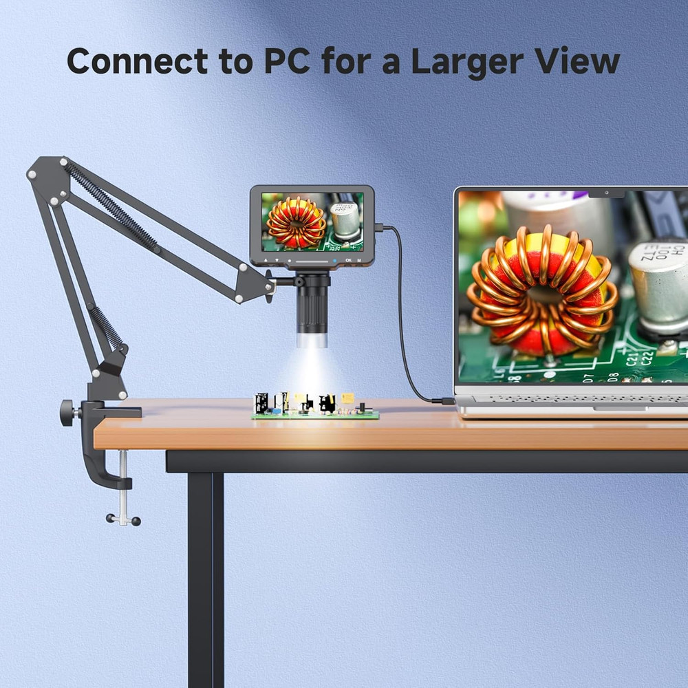 5" LCD Digital Microscope, 1000X Magnification Soldering Microscope for Electron