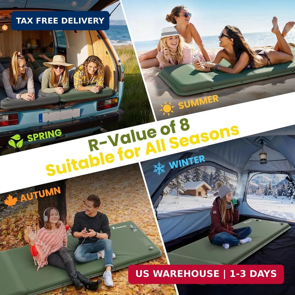 Camping Sleeping Pad, Built-in Foot Pump Inflatable Sleeping Pads, Memory Foam M