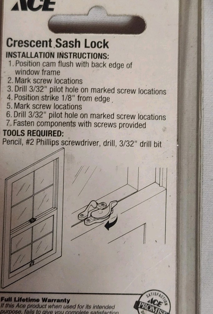 ACE Sash Lock Crescent Solid Brass 2 Pack - 2⅝ in.