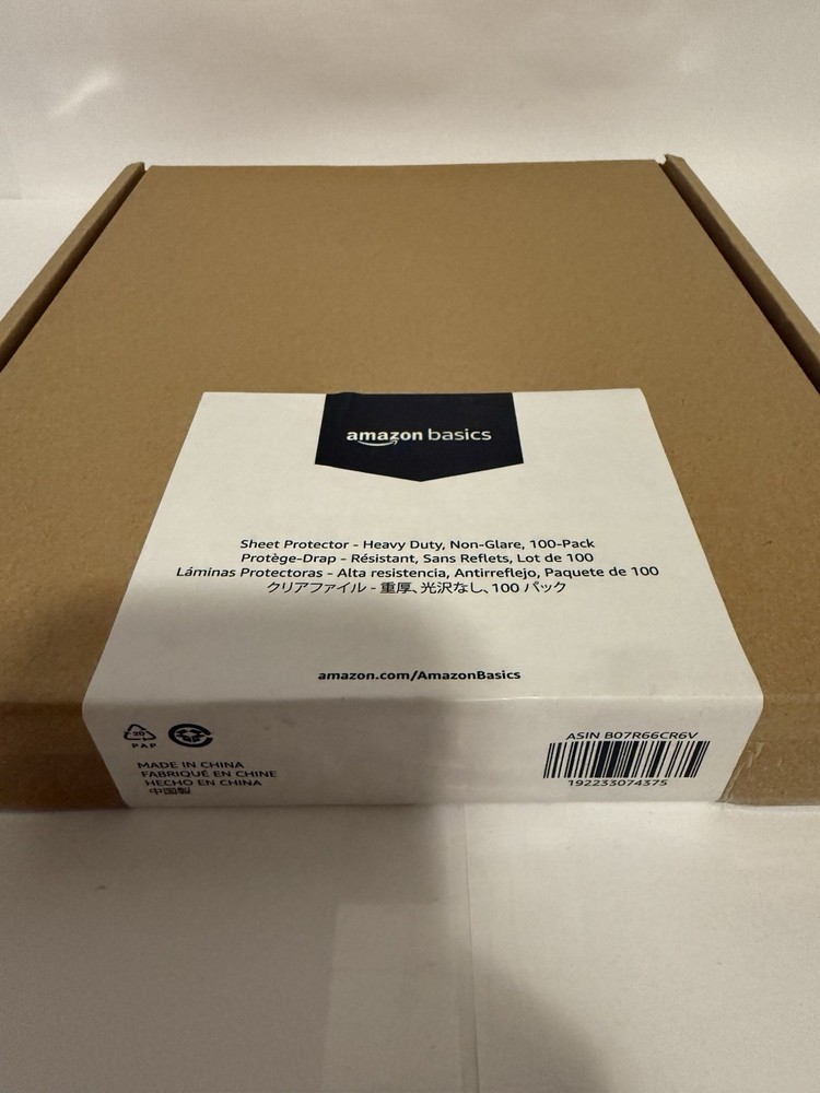 Amazon Basics Heavy Duty Non-Glare Sheet Protector for Documents 100 Pack Clear