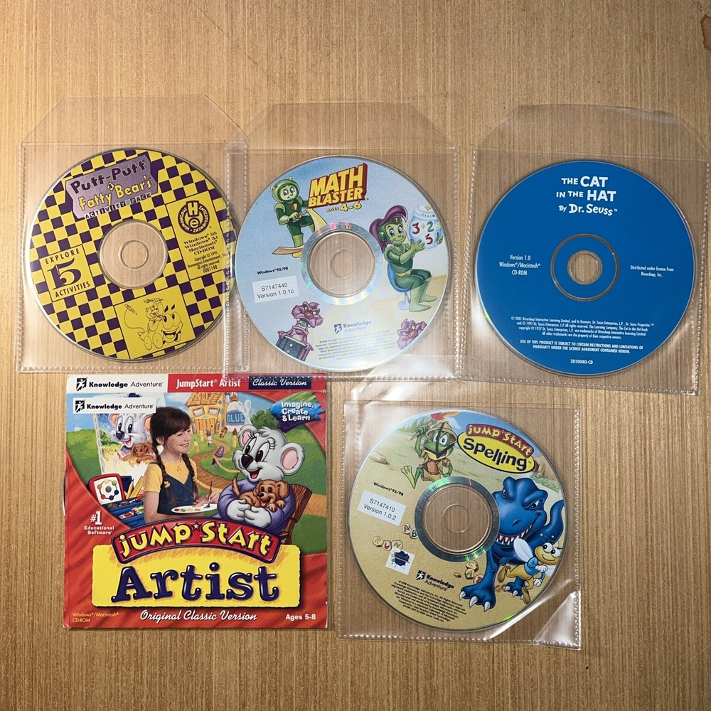 Putt-Putt,2 Jump Start,Math Blaster,etc. (Mac/Windows CD Rom)&more!!Look!