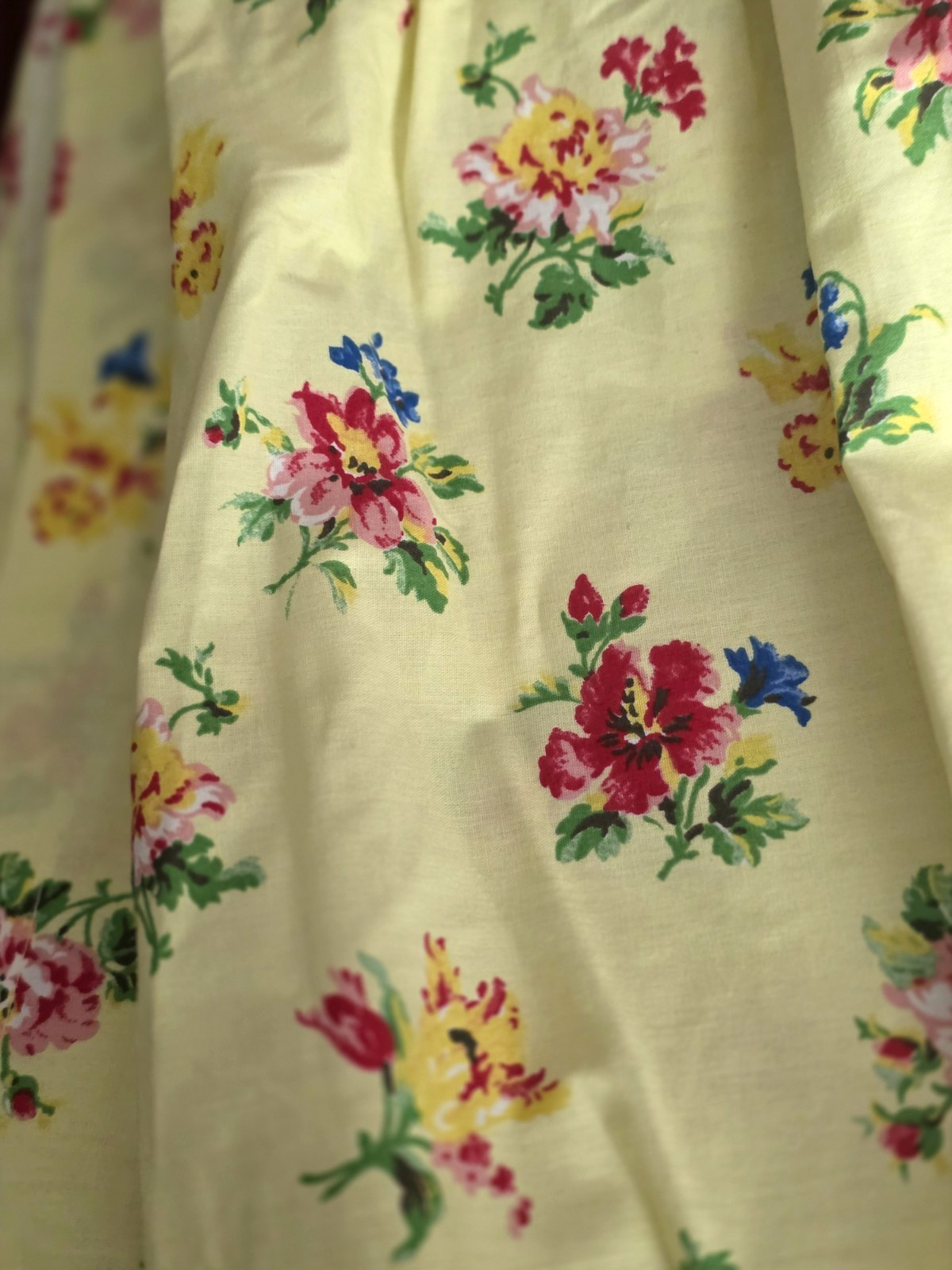 VTG NWOT LAURA ASHLEY KING BED SKIRT YELLOW FLORAL COTTON BLEND 14.5" DROP